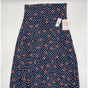 LuLaRoe Maxi Polka Dot With Bows Navy Blue Yoga‎  Dress Women's NWT #C31